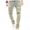 Jeans masculinos Fashion Falos vintage Men Hip Hop Slim Pants Male Streetwear rasgou calças jeans de jogging casual sólidas