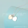 S925 Серебряный TiffanyJewelry Heart Pendants Площающие двойное ожерелье Черт -штамп.