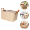 Storage Bottles Rattan Basket Rustic Handwoven Laundry Rectangular Bins Toys Container Clothes Organizer With Handle