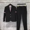 Men's Suits Blazers Fashion Men Double Breasted Plaid Suit Coat Pants 2 Pcs Set / Male Slim Fit Business Wedding Blazers Jacket Trousers #26