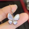 Bijoux de créateurs Luxury Accessoires Vanca White Fritillaria Butterfly Collier Clover Full Diamond Pendant High Version V Version V Gold