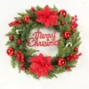 Fleurs décoratives 30/40/50 cm Christmas Couronne rouge Gold Ball Ornements pour porte d'entrée Hanging Roard Merry Noël Party Year Decoration Home