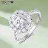 Anneaux de mariage tbcyd 3ct Ovale Cut% All Must Diamond Ring For Women S925 Silver Classic Sparkling Flower Engagement Q240511