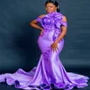 2021 Plus size Arabisch Aso ebi lilac sexy zeemeermin prom jurken Lace Satin Stylish Evening Formele feest tweede receptie jurken jurk zj21 192G