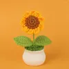 Dekoracyjne kwiaty dzianiny słonecznika miłośnika roślin doniczkowych prezent ręcznie robiony wystrój szydełkowy klips wentylacyjny