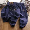 Kleding sets jongens sweatshirts broek kinderen pakken 2 stks/set cotton 2024 kaki lente herfst jogging pak tieners kinderen