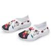 Chaussures décontractées Instantarts Cartoon drôle Rooster / Poulet Print pour femmes Locs Floral White Summer Mesh Zapatos Planos