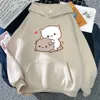 Felpa con cappuccio da uomo con felpe da uomo harajuku gomma e gatto pesca donna più taglia con cappuccio long slve slve slve slve sciodo sciolta a strtwear casual girl coppie coreano abbigliamento t240510