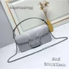 Witte ketting Summer Vo Purse Event Small National Bag -stijl Stud Lady Borduurwerkwol leer 2024 Valleneteno Art Handheld Bags Square Handtas Nieuwe Rock 8Cys