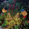 Glintoper 2-piece Outdoor Solar Powered Fountain Garden Light, Metal Waterfall Figurine Light with Shepherd's Hook, Mother's Decorative Courtyard Art, Ideal