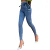 Jeans pour femmes femmes sexy taille haute zipper skinny croix croix bandage long pantalon crayon en denim slim pantalon stretch