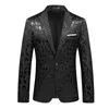 Giacca da sposa jacquard ad alta giacca da nuca da uomo abbigliamento uomo nero rosso maschi di lusso da ballo di lusso feste in forma slim blazer 240507