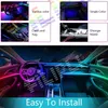 Luzes decorativas Carros de acrílico ambiente Ambiente Controle de aplicativo sem fio LED Interior Automóvel Acessórios universais Lâmpadas coloridas faixa 64 RGB 14 em 1 T240509