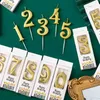 5 pezzi Candele curva Numeri d'oro 0-9 Candele della torta di buon compleanno Decorazioni creative per il primo numero di compleanno Candele