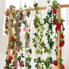 Fleurs décoratives 180 cm / lot Roses de soie vigne Ivy avec feuilles vertes pour décoration de mariage à la maison fausse feuille bricolage suspendu artificiel artificiel