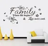 Familie, wo das Leben beginnt, Liebe endet niemals Familienzitate Wandaufkleber Wanddekoration PVC -Aufkleber Zitat Black2650739