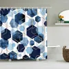 Rideaux de douche Blue Geométric Hexagonal imperméable Tabrics Bathroal Curtain de salle de bain avec crochets 180x200cm d'écran de bain Toilette