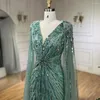 Partykleider Serene Hill Turquoise Meerjungfrau Abendkleider 2024 mit Perlenkap für Frauen Hochzeit La72168a