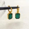 Dangle Chandelier Flashbuy Hot Sale Trend Square Green White Crystal Stainless Steel Earrings For Women Charm Gold Color Earrings Fashion Jewelry T240509