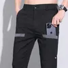 Summer Mens Casual Pants Thin Ice Silk Leggings Fashion Stretch Comfortable Overalls 240508