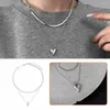 Pendant Necklaces Charm Stainless Steel Double Layer Peach Heart Necklace Jewelry For Women Choker Clavicle Chain Aesthetic Y2k Jewel A0H8