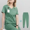 Femmes uniformes élastiques gommages sets hôpitaux robes à manches courtes tops pantalon accessoires de soins infirmiers