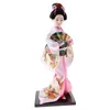 Decorative Plates 12Inch Japanese Kimono Doll Geisha Figurine With Fan Ornaments Gift Art Craft Collectables Pink Cloth For Girl