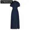 Abiti da festa ilyboojun 2024 abito da corsa di moda per vacanza estiva Donne Donne Ock Shine Shine Princess Style Big Swing Maxi