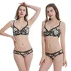 Les soutiens-gorge définissent un nouveau style sexy plus la taille des dames ultrathin en dentelle bcde tasse push up buts set femelle lingerie transparente non doublée y240513