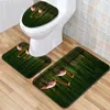 Badmatten Flamingo Muster Toilette Drei-teilige Set Anti Slip Deckeldeckel Badezimmer für