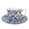 Mugs European Blue And White Porcelain Coffee Cup Dish Set Wedding Restaurant El Household Milk Mug Ceramic Tea