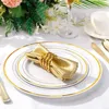 Engångs servis 50st guldplastplattor middag salladplatta fest för bröllop efterrätt