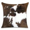 Pillow 4pcs/Lot Cover Farm Animal Cow White Brown Cattle Hair Pattern Linen Pillowcase Living Room Sofa Car Decor 18x18 Inch