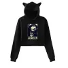 Loreen Merch Crop Top Hoodie для подростков -девочек -уличная одежда Hip Hop Kawaii кот ухо ухо на укороченные толстовки Harajuku