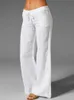 Calças femininas Capris 2022 mulheres vintage pernas largas calça de verão pálzzo moda moda de calça longa cintura elástica casual sólida partida feminina pantk femme y240509