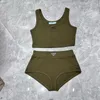 Designer badkläder kvinnors badkläder halter baddräkt camisole trosor för kvinnor solid bomullsticktråd