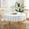 Table Cloth Round Heavy White Fabric Tablecloth 100 Cotton Linen For Kitchen Dining Coffee Farm Decorations