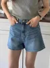 Dames shorts Gagarich Koreaanse chique zomer retro verminderde leeftijd achterzak bow print high taille veelzijdige wide been jeans vrouwen