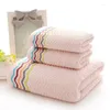 Ship navire à serviette WAVE D'EAU 3PCS / SET Set Fashion Pink Imprimé Maison douce Terry Cotton Face 2pcs et Bath 1PC