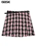 GIBSIE Plus Size Pleated Mini Skirts Women Autumn Korean Preppy Style Vintage Plaid Print High Waist Y2k Short Skirts 240513