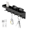 6 Hooks Wall Rack Shelf Modern Clothes Storage Hook Towel Coat Hanger Key Chain Glove Box Carbon Steel Black 240424