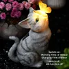 Gardenfans Cat Garden Decoration, Outdoor Solar Energy Statue with LED Lights, Suitable for Holloween Decoration in Courtyards, Lawns, and Courtyards