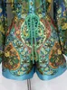 Women's Tracksuits High Quality Summer Women Fashion Runway Designer Lantern Sleeve Ramie Shirts Waist Small Floral Printed Shorts Suits