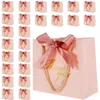 Gift Wrap 24st Gold Bow Ribbon Tack Väskor Kreativt papper med handtag Party Candy Favor