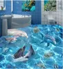 Bakgrunder Vattentät golvmuralmålning PO TAPET 3D Stereoskopisk Ocean World Home Decoration