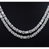 Sier Round Emerald Cut Iced Out Out Necklace Bracelet VVS Moissanite Tennis Chain