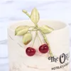 Brooches European And American Designers Have The Same Plant Series Sweet Fresh Green Leaves Red Cherries Versatile