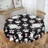 Table Cloth Round Oilproof Pretty Pattern Of Pink Paws Cover Cute Animal Dog Lover Tablecloth For Dining 60 Inches