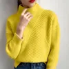 Kvinnors tröjor högkvalitativa kvinnor Autumn Winter Sweater Sticked Female Polluver Turtleneck Femme Knitwear 6 Colors White Yellow