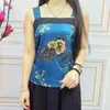 2024 Summer Womens Simplicity Pullovers Sling Printed Korean Version Loose Appear Thin Sexy Silk Tank Tops 240506